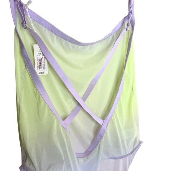 Smoothez by Aerie Sleeveless Sheer Mesh Bodysuit Size XXL Violet Flurry Ombre - Picture 7 of 9